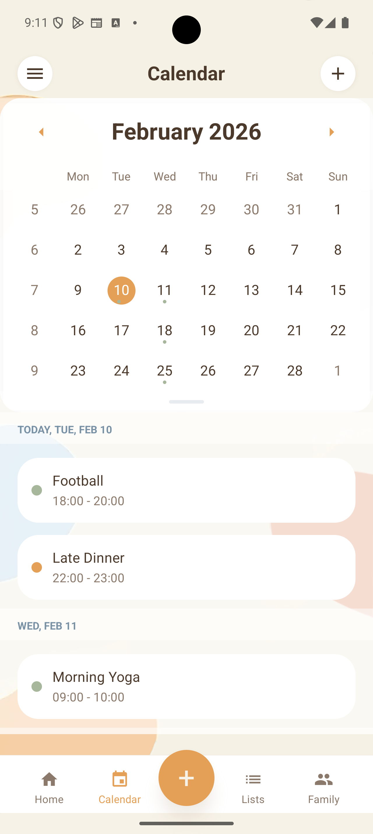 Planily calendar agenda view