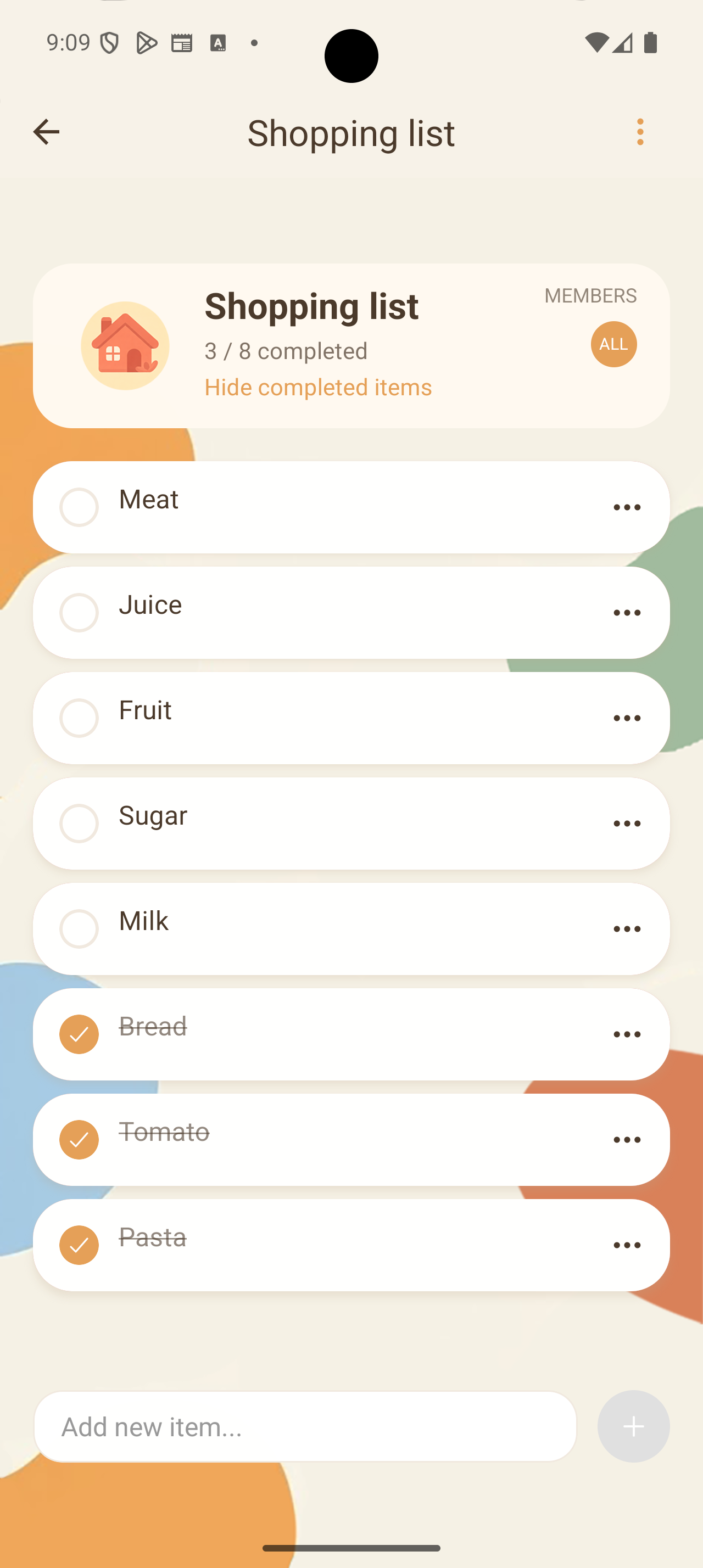 Planily shopping list